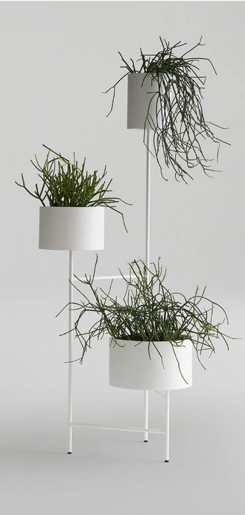 Planter stand with three plants