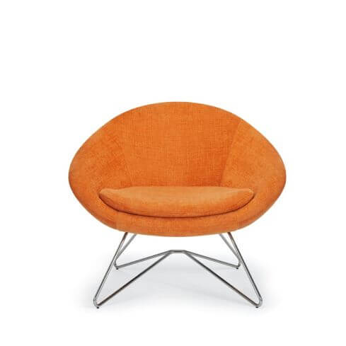 Arcadia Odette Lounge orange lounge chair with mid back and wire rod base