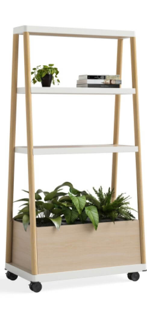 Rolling shelf with bottom planter